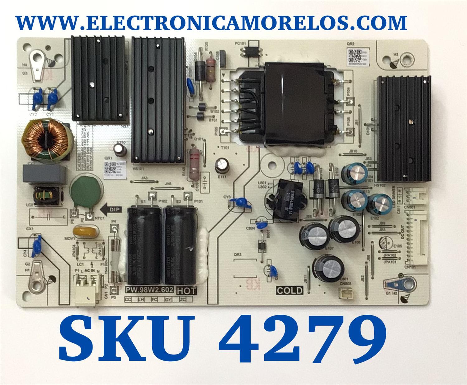 FUENTE DE PODER PARA TV INSIGNIA / NUMERO DE PARTE 0500-0621-1360 / PW.98W2.602 / 050006211360 / P21051122 / E56063 / DISPLAY T430QVN03-0 / MODELO NS-43F301NA22